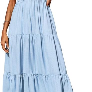 PRETTYGARDEN Women's Smocked Midi Tulle Dress 2025 Summer Puffy Short Sleeve Square Neck Ruffle Wedding Guest Party Dresses