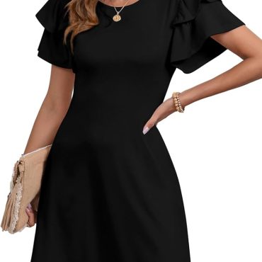 PRETTYGARDEN Women's Spring Casual Long Sleeve Maxi Dresses Crewneck Ruched A Line Flowy Elegant Modest Going Out Dress