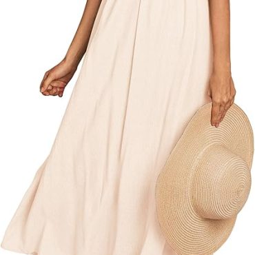 FANDEE Plus Size Maxi Dress for Women Casual Summer Sundress V-Neck 3/4 Sleeve