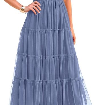 Fisoew Womens Floral Maxi Dresses Spaghetti Strap Casual Sleeveless Ruffle Flowy Tiered Dress