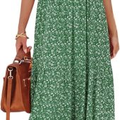 QINSEN Womens Square Neck Bodice Dress Long Sleeve Side Slit Flare Mini Dresses