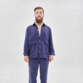 Oversized Men Linen Set - Elegant Flax Trousers and Shirt - Customizable Plus Size Lounge Wear