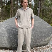 Men's Leisure Set / Short Sleeve Linen Hooded Jacket with Drawstring Pants / Loungewear Set / Leisure Clothing